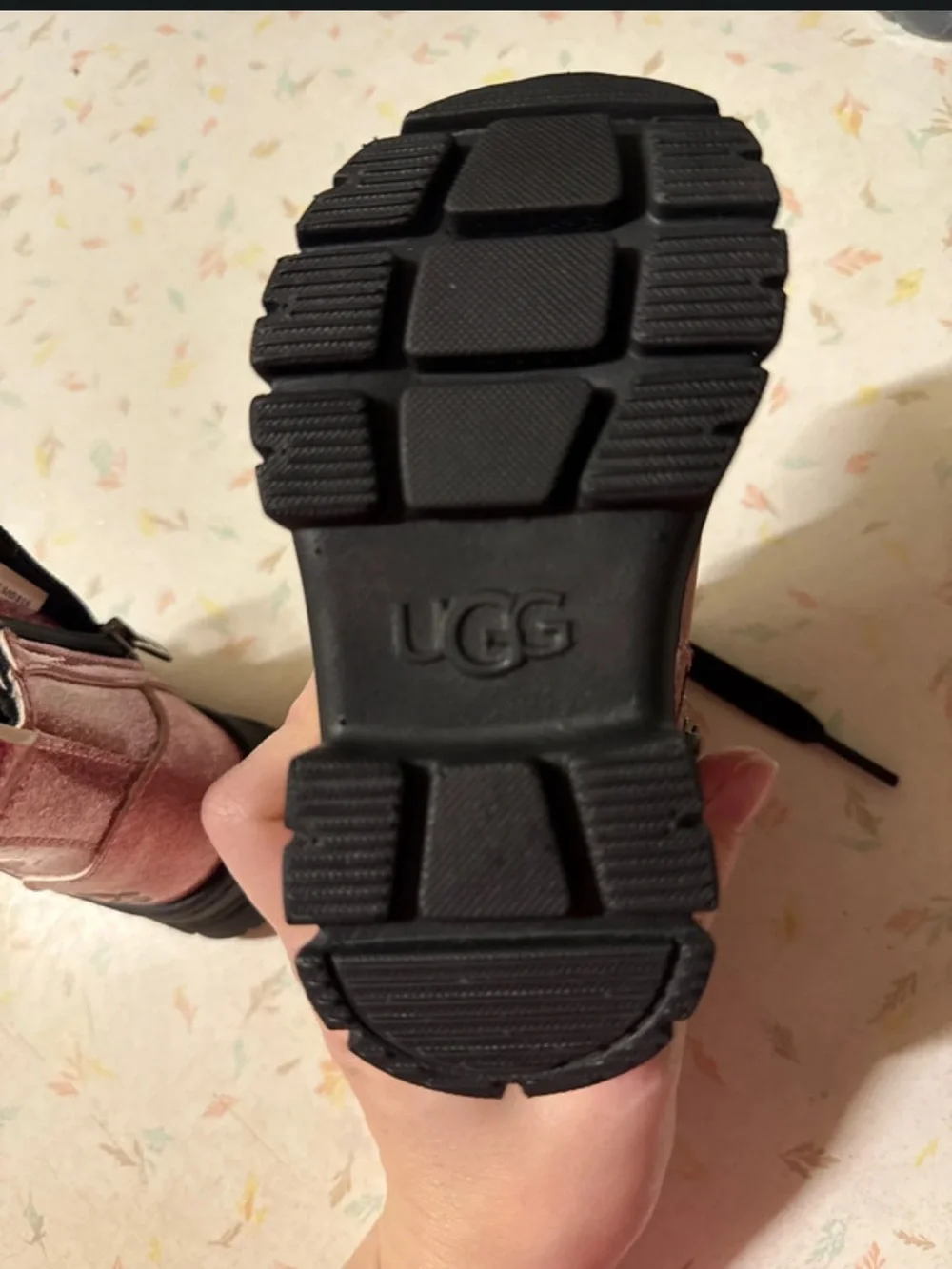 UGG Girls Sparkle Pink Lace-Up Ankle Boots